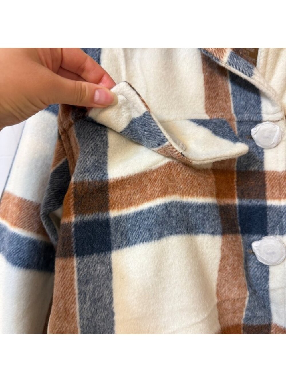 RD Style Blue Brown & Cream Plaid Jacket XS - Picture 5 of 13